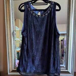 WHBM - Embellished Black Lace Women's Top size 3X